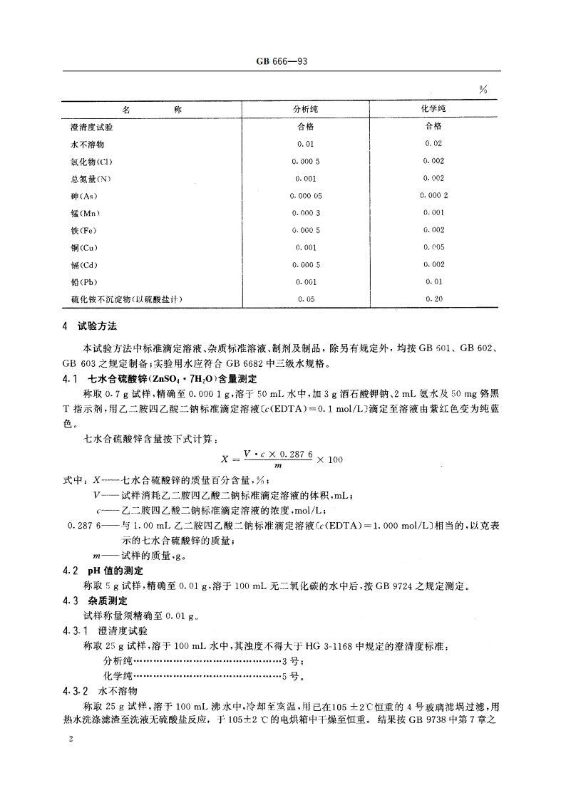 化学试剂 七水合硫酸锌(硫酸锌) GBT 666-1993.pdf_第3页