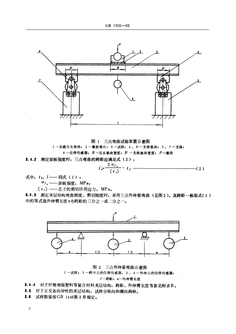 夹层结构弯曲性能试验方法 GBT 1456-1988.pdf_第3页