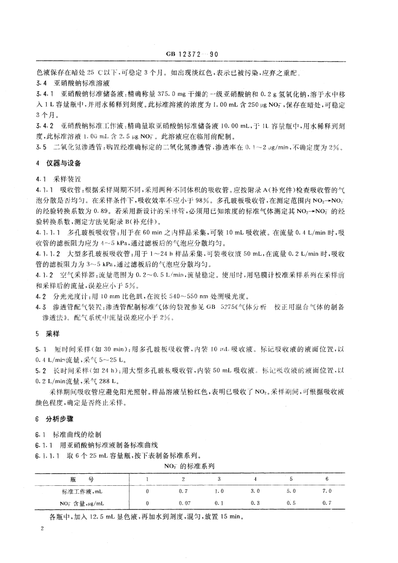 居住区大气中二氧化氮检验标准方法 改进的Saltzman法 GBT 12372-1990.pdf_第3页