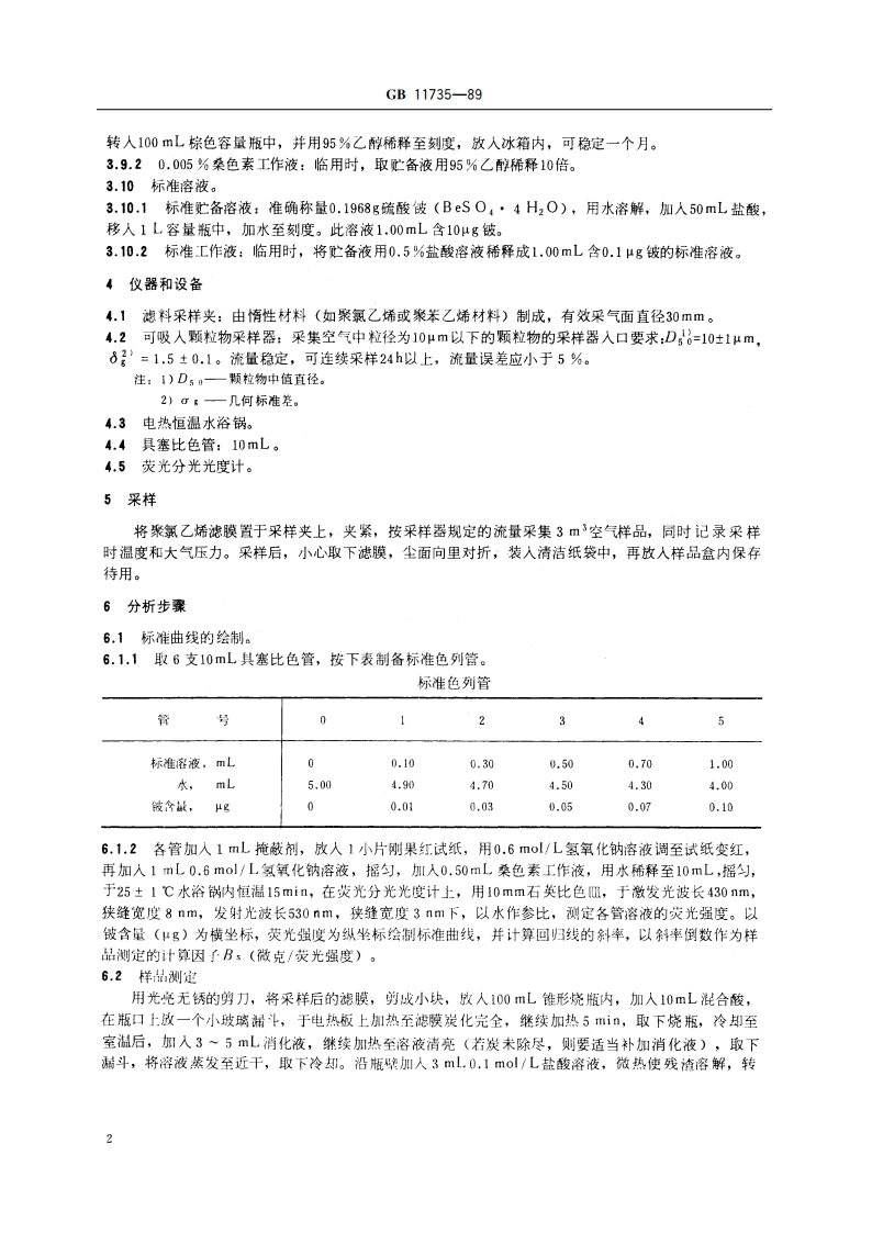 居住区大气中铍卫生检验标准方法 桑色素荧光分光光度法 GBT 11735-1989.pdf_第3页
