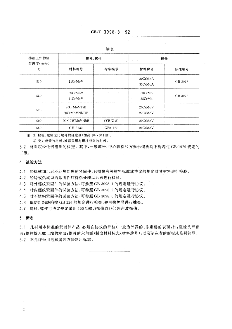 紧固件机械性能 耐热用螺纹连接副 GBT 3098.8-1992.pdf_第3页