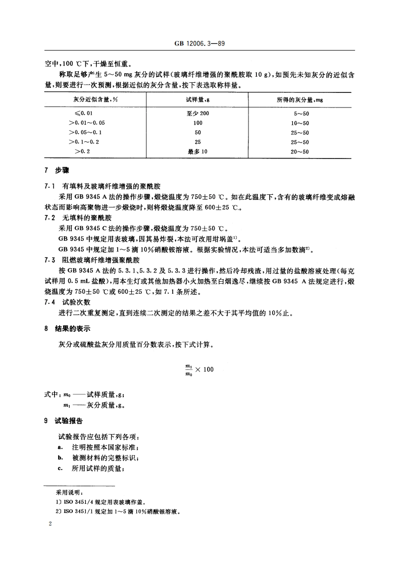 聚酰胺灰分测定方法 GBT 12006.3-1989.pdf_第3页