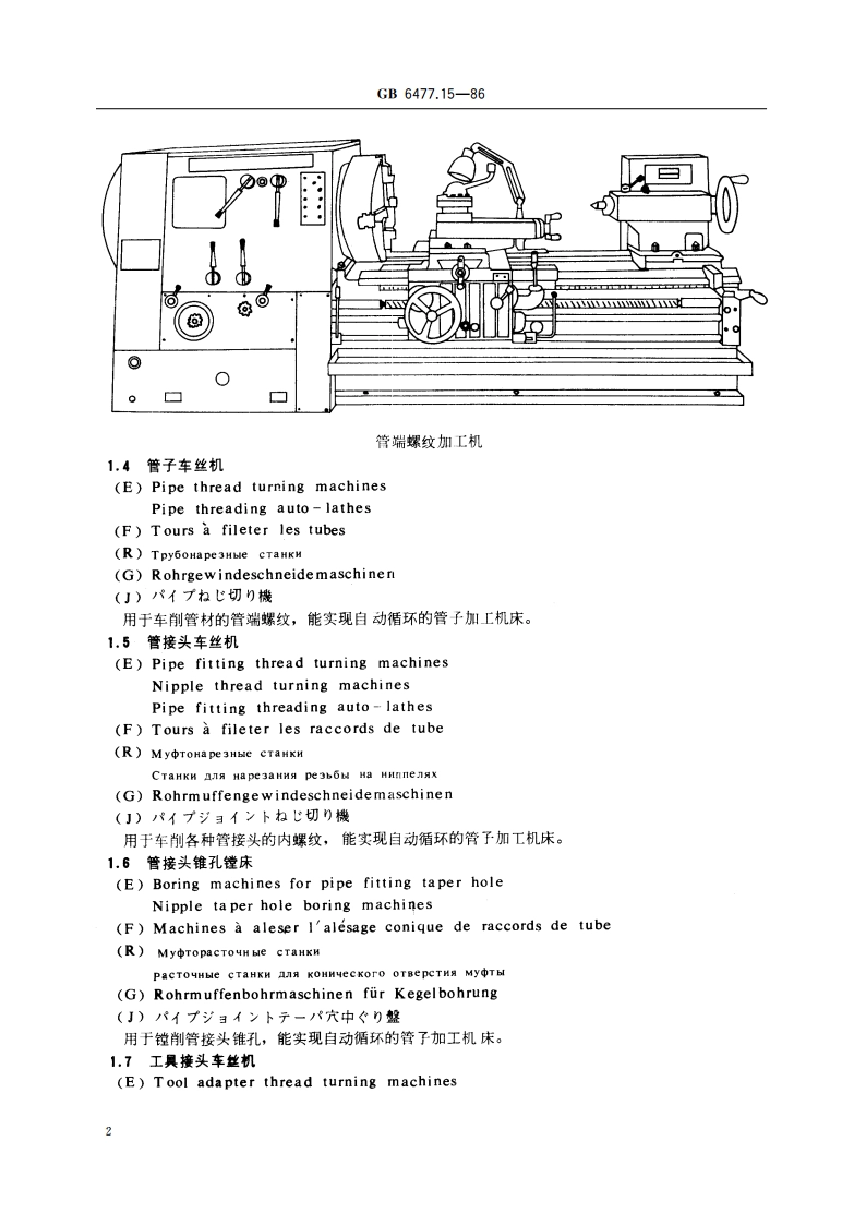 金属切削机床术语 管子加工机床 GBT 6477.15-1986.pdf_第3页