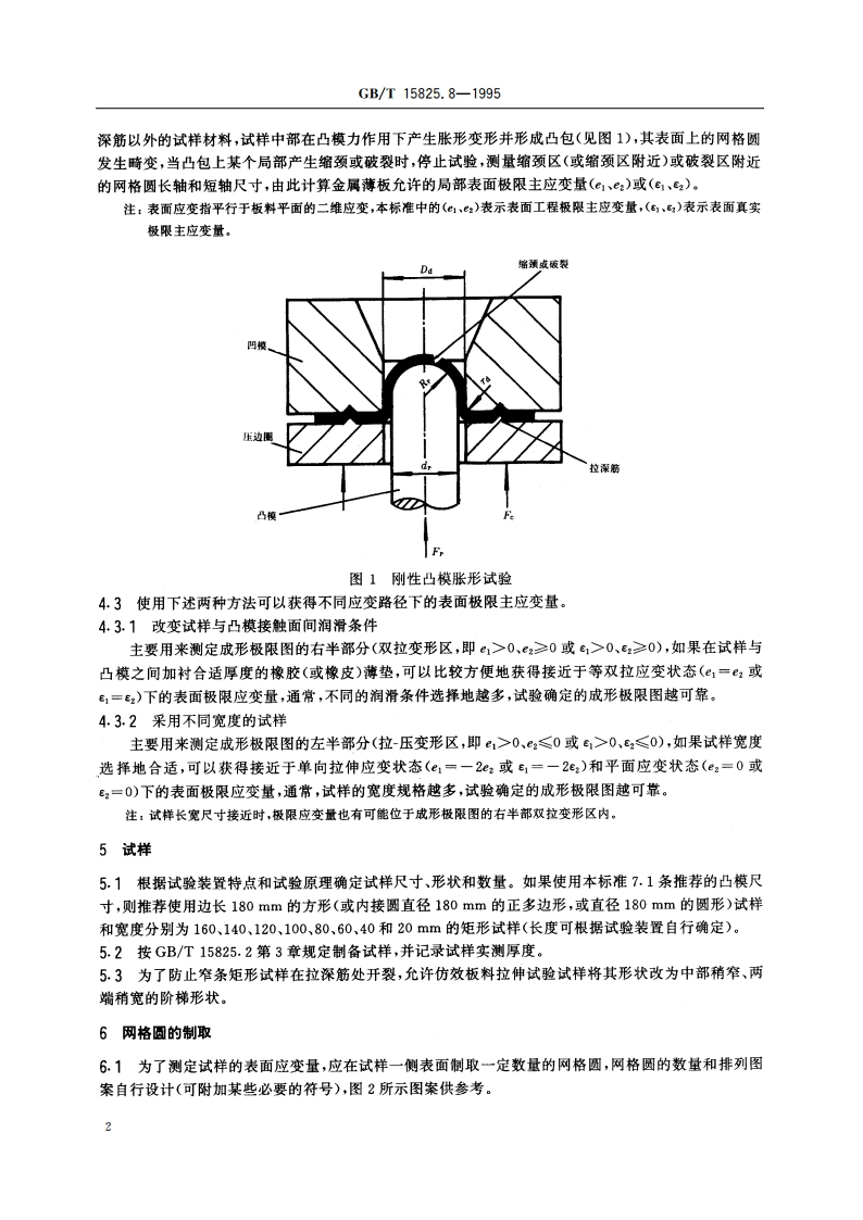 金属薄板成形性能与试验方法 成形极限图(FLD)试验 GBT 15825.8-1995.pdf_第3页