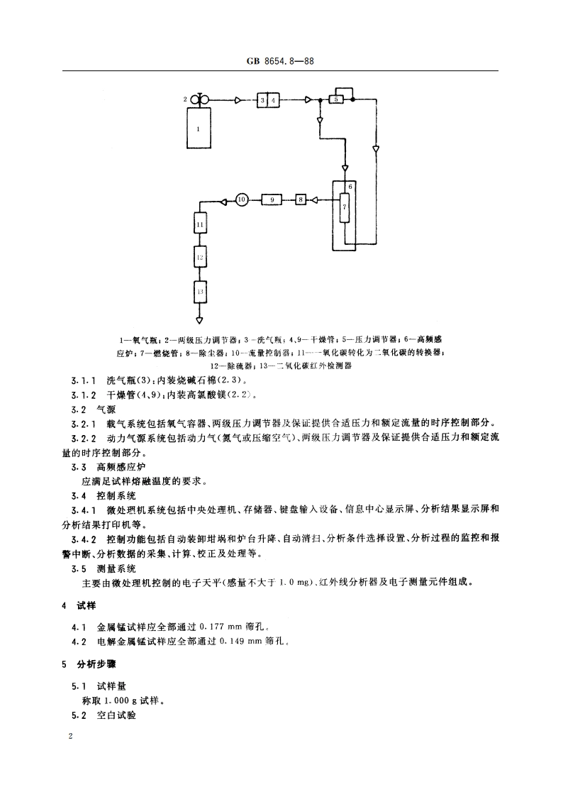 金属锰化学分析方法 红外线吸收法测定碳量 GBT 8654.8-1988.pdf_第3页