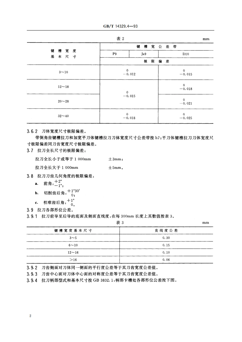 键槽拉刀通用技术条件 GBT 14329.4-1993.pdf_第3页
