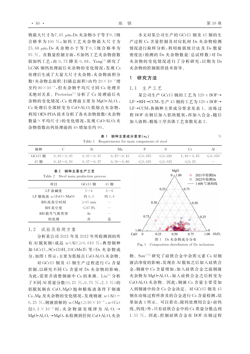 钢液Ca含量控制对Ds夹杂物的影响研究_屈志东.pdf_第2页