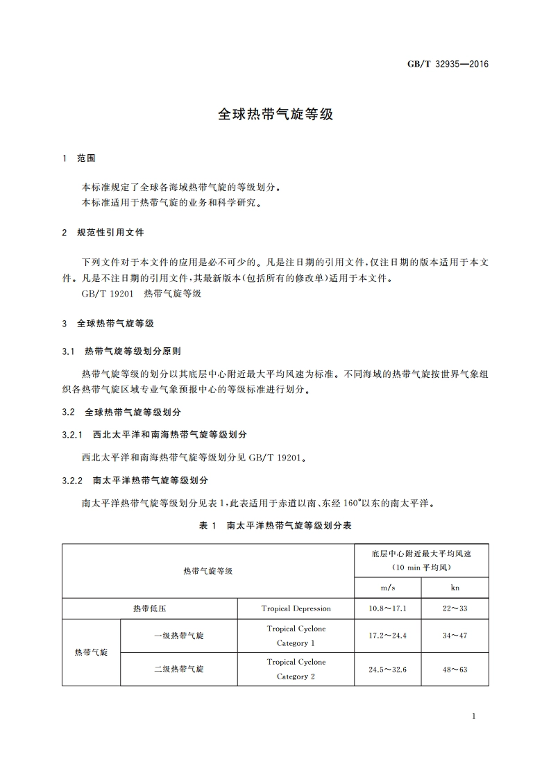 全球热带气旋等级 GBT 32935-2016.pdf_第3页