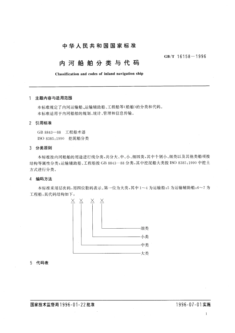 内河船舶分类与代码 GBT 16158-1996.pdf_第3页