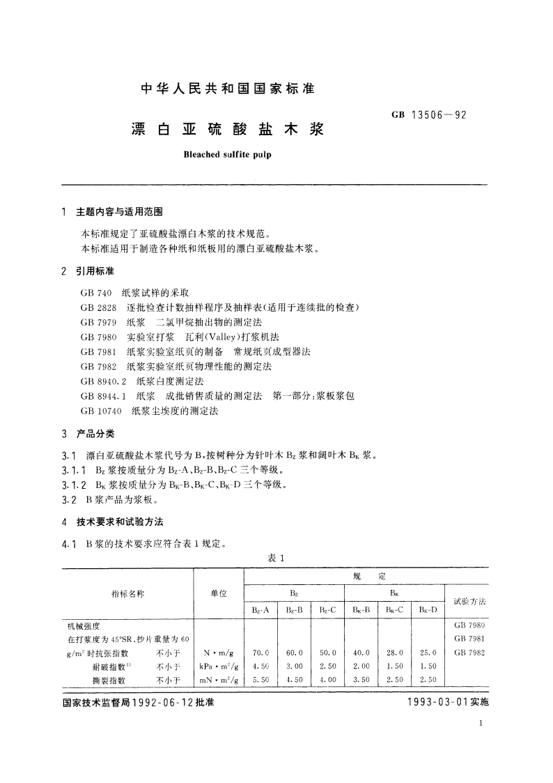 漂白亚硫酸盐木浆 GBT 13506-1992.pdf_第2页