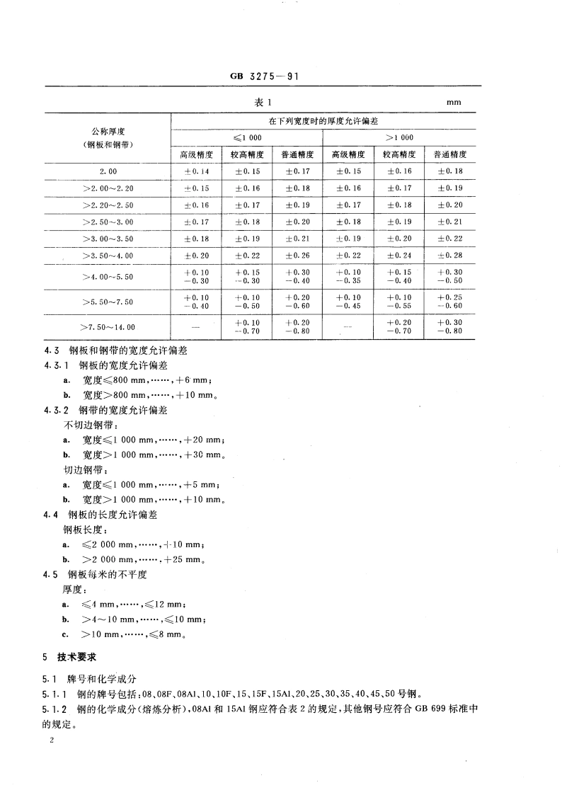 汽车制造用优质碳素结构钢热轧钢板和钢带 GBT 3275-1991.pdf_第3页