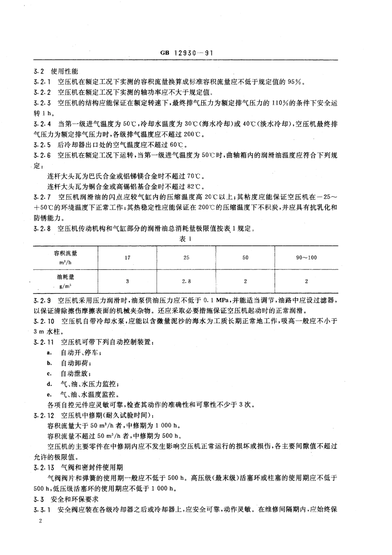 潜水装具用高压活塞式空气压缩机技术条件 GBT 12930-1991.pdf_第3页