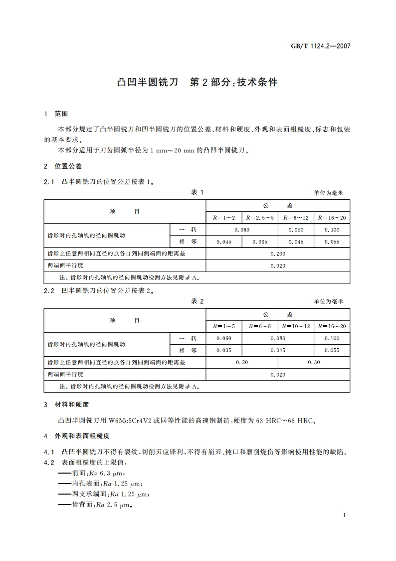 凸凹半圆铣刀 第2部分：技术条件 GBT 1124.2-2007.pdf_第3页