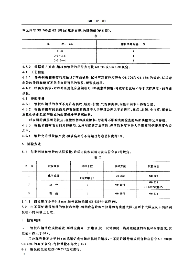 碳素结构钢和低合金结构钢热轧薄钢板及钢带 GBT 912-1989.pdf_第3页