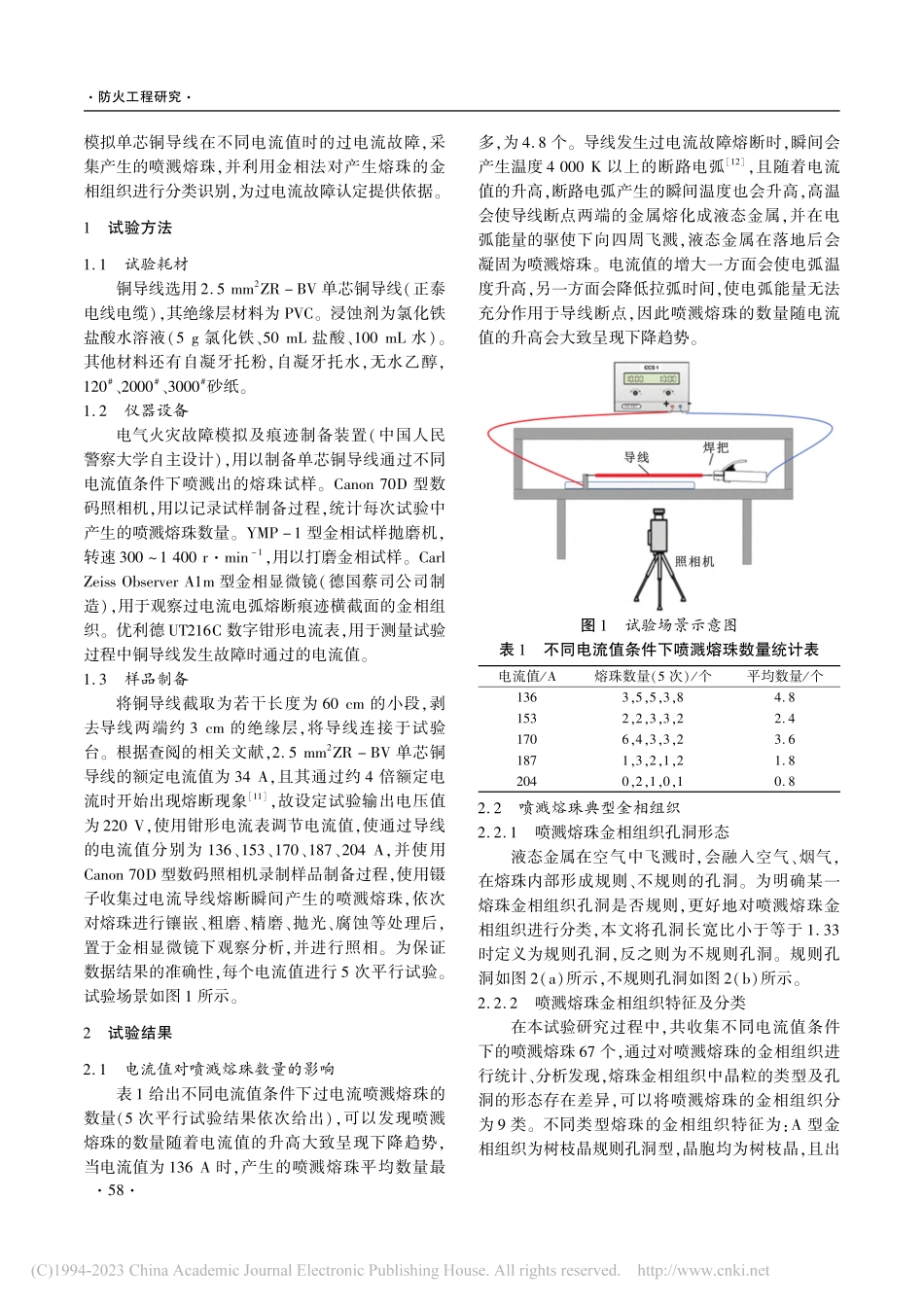 过电流故障诱发铜导线喷溅熔珠的特征_张博.pdf_第2页