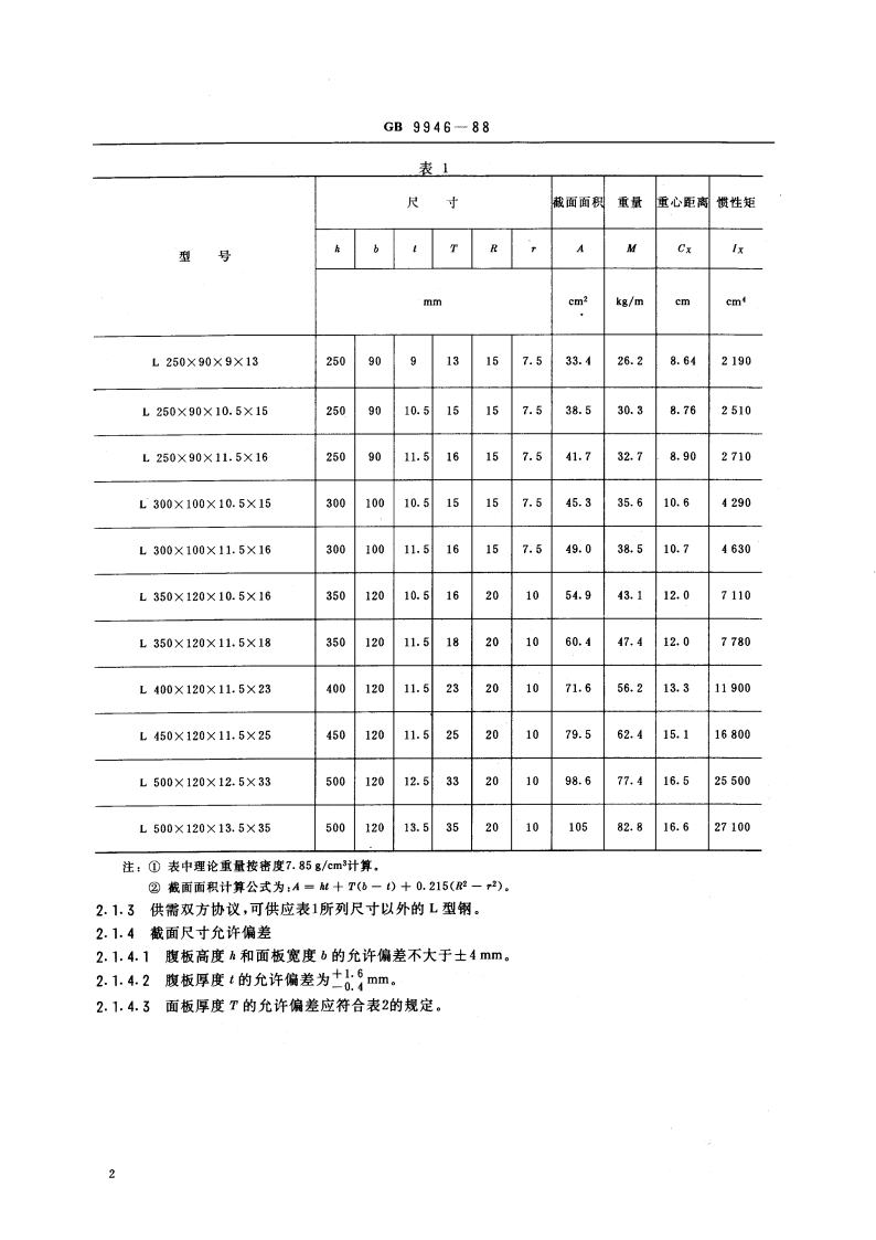 热轧L型钢尺寸、外形、重量及允许偏差 GBT 9946-1988.pdf_第3页