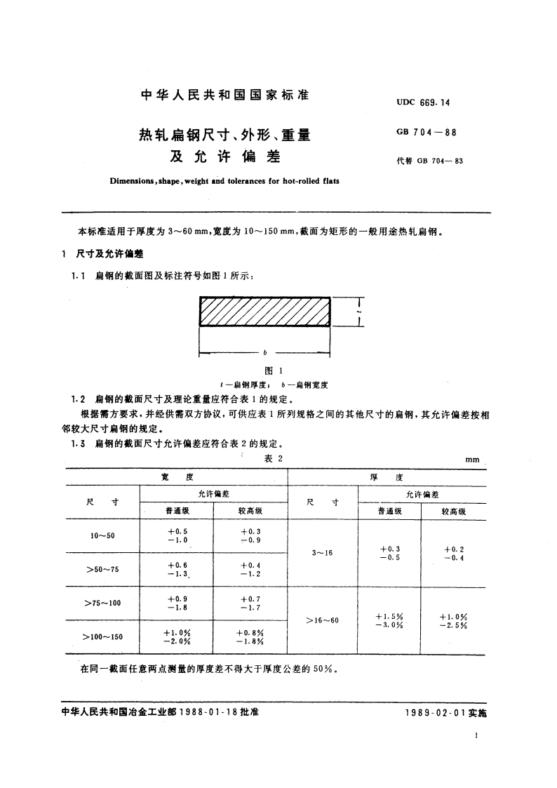 热轧扁钢尺寸、外形、重量及允许偏差 GBT 704-1988.pdf_第3页