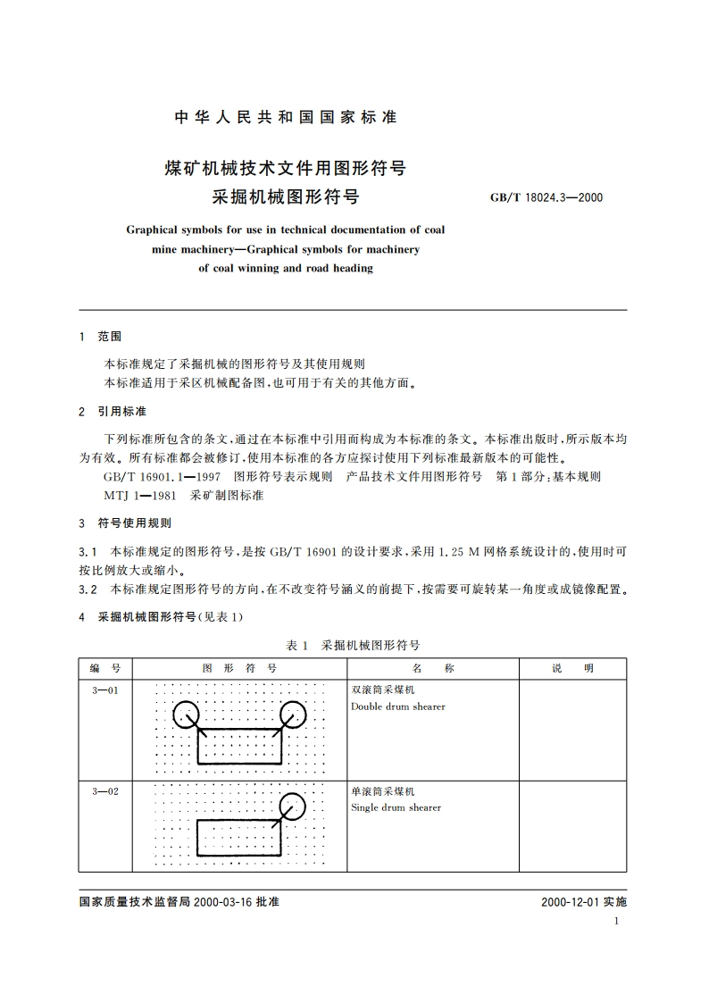 煤矿机械技术文件用图形符号 采掘机械图形符号 GBT 18024.3-2000.pdf_第3页