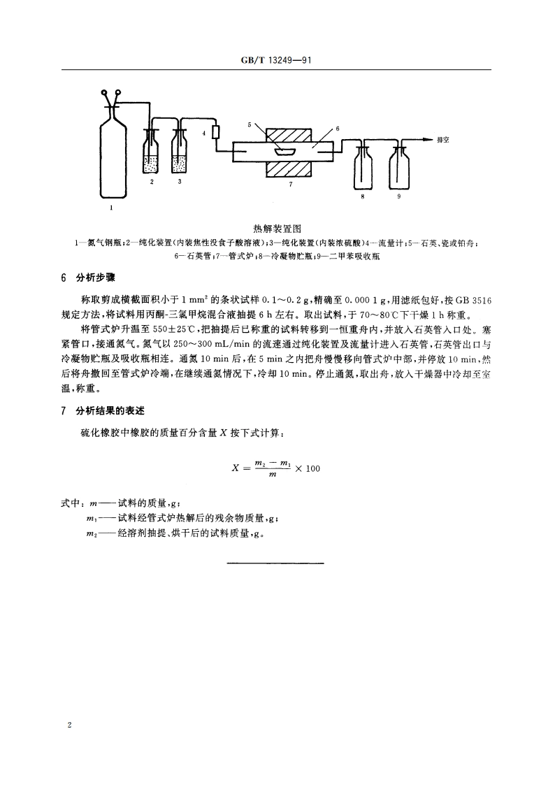 硫化橡胶中橡胶含量的测定 管式炉热解法 GBT 13249-1991.pdf_第3页