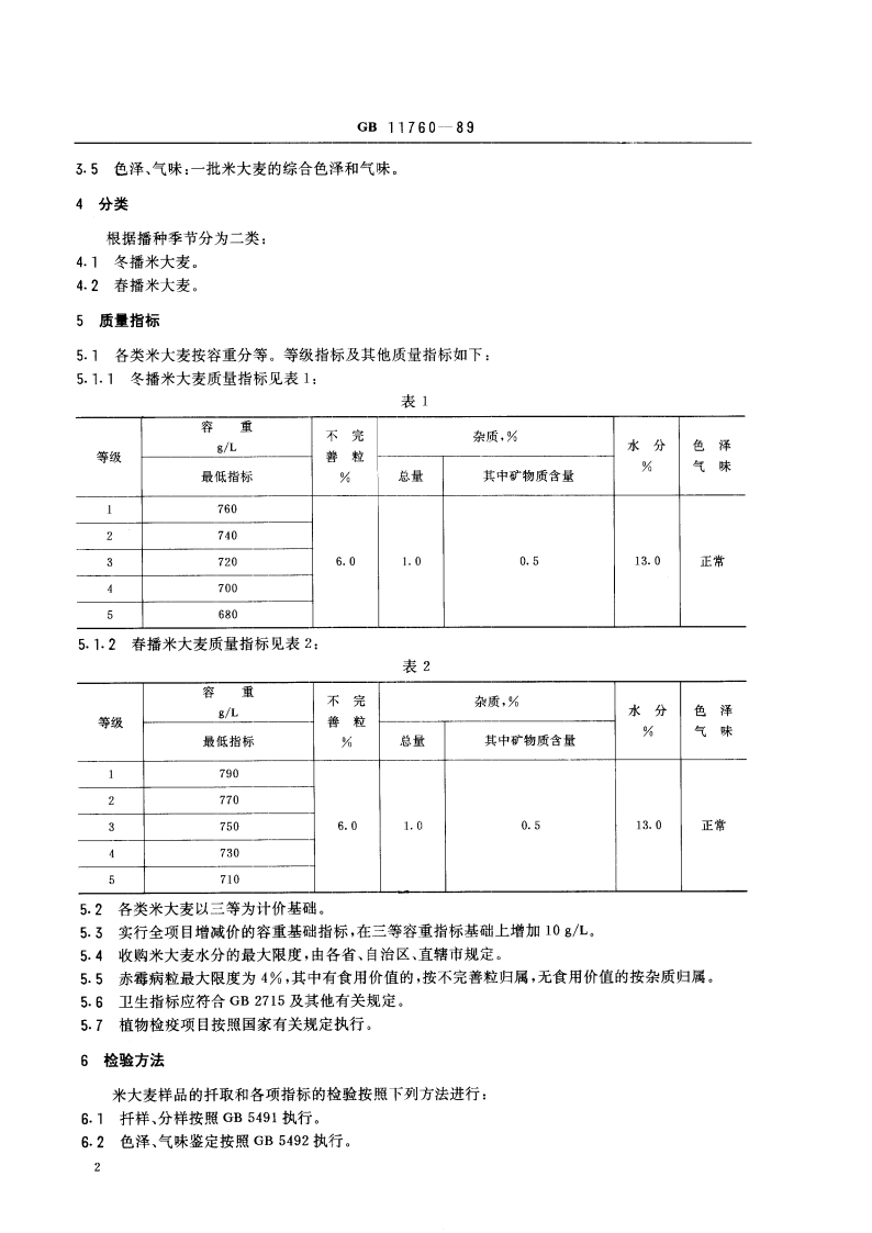 米大麦 GBT 11760-1989.pdf_第3页
