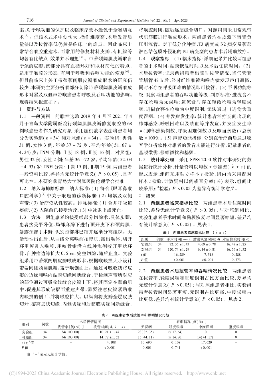 喉部分切除带蒂颈阔肌皮瓣喉...癌患者呼吸及吞咽功能的影响_钱建同.pdf_第2页