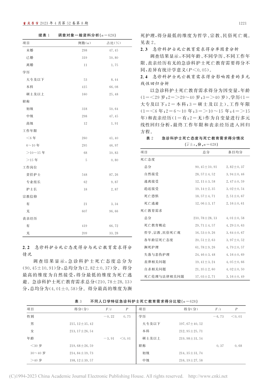 湖南省急诊科护士死亡态度与...教育需求现状及其相关性分析_杨红梅.pdf_第3页