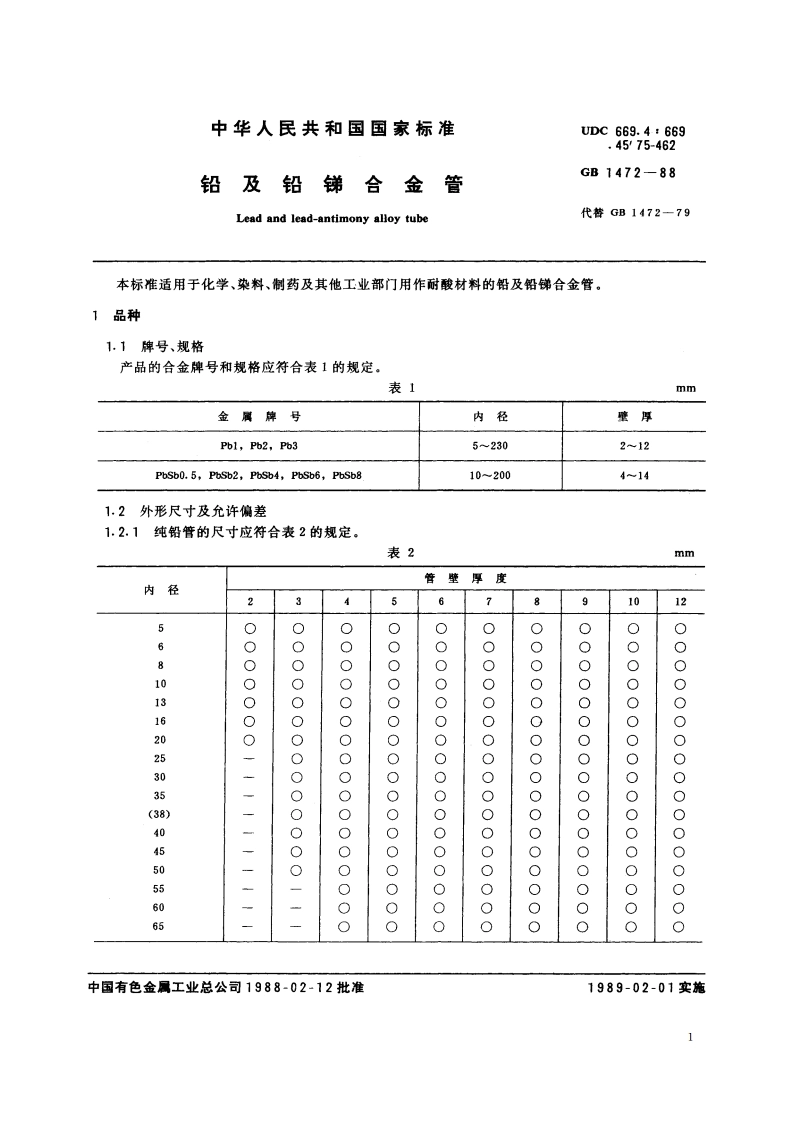 铅及铅锑合金管 GBT 1472-1988.pdf_第2页