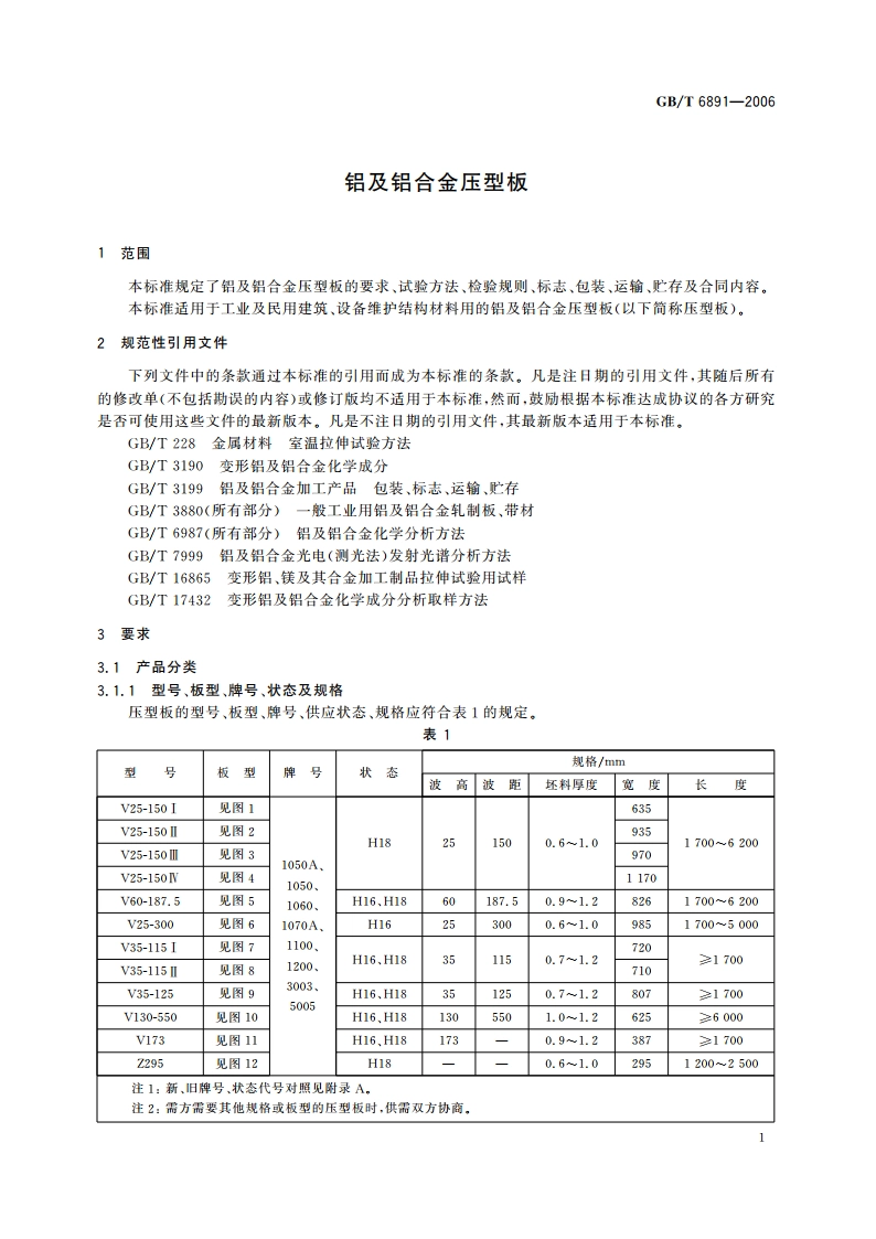 铝及铝合金压型板 GBT 6891-2006.pdf_第3页
