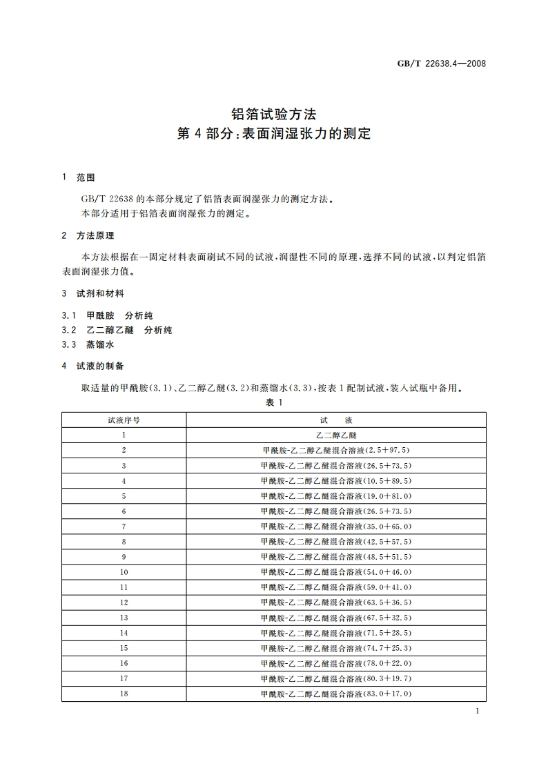 铝箔试验方法 第4部分：表面润湿张力的测定 GBT 22638.4-2008.pdf_第3页