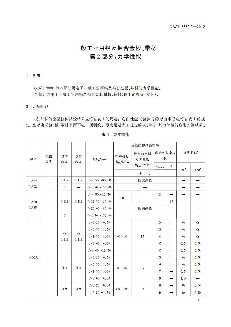 一般工业用铝及铝合金板、带材 第2部分：力学性能 GBT 3880.2-2012.pdf_第3页