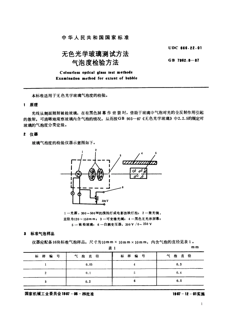 无色光学玻璃测试方法 气泡度检验方法 GBT 7962.8-1987.pdf_第2页