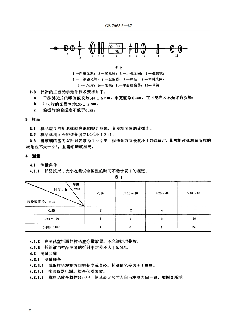 无色光学玻璃测试方法 中部应力双折射测试方法 GBT 7962.5-1987.pdf_第3页