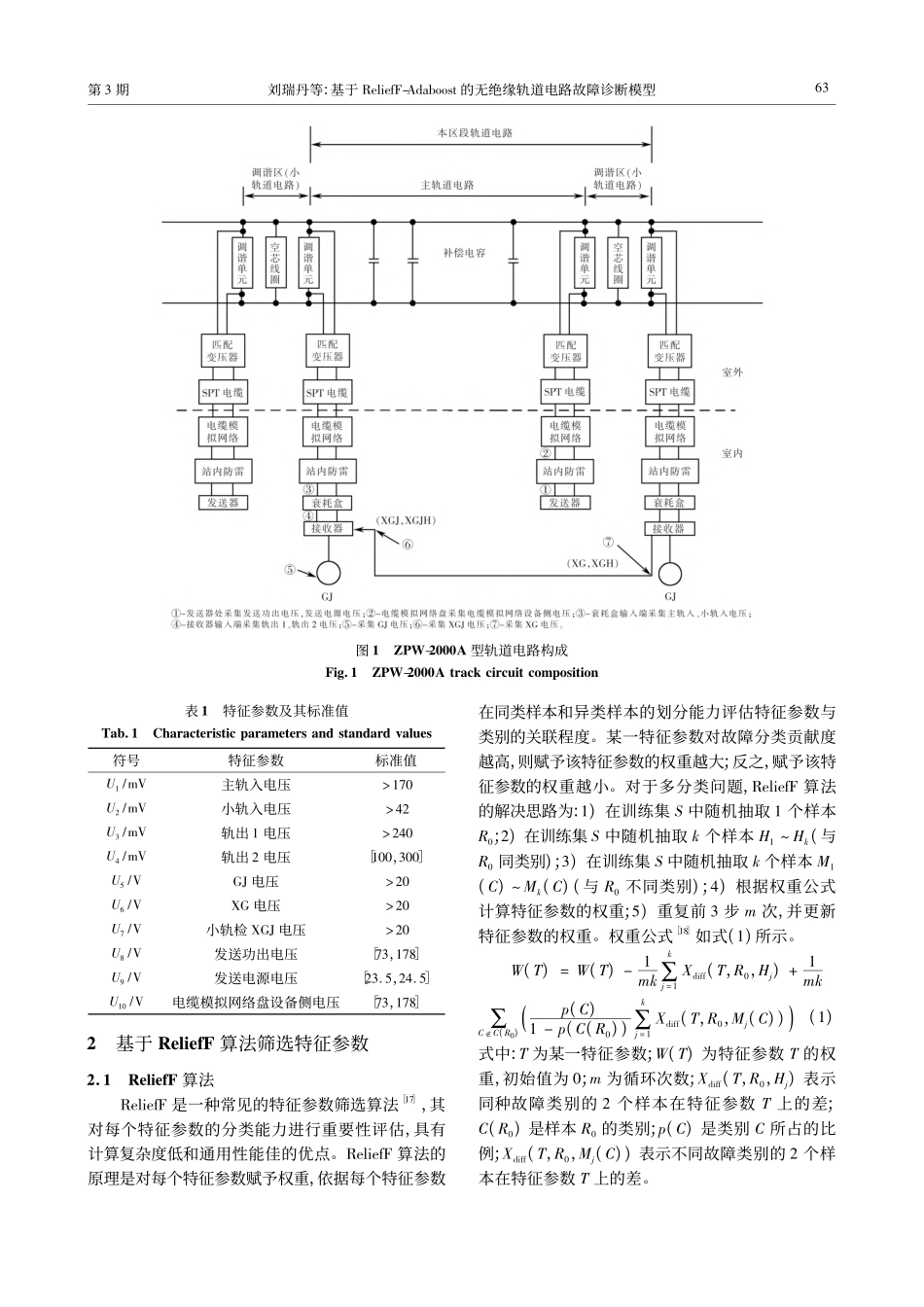 基于ReliefF-Ada...无绝缘轨道电路故障诊断模型_刘瑞丹.pdf_第3页