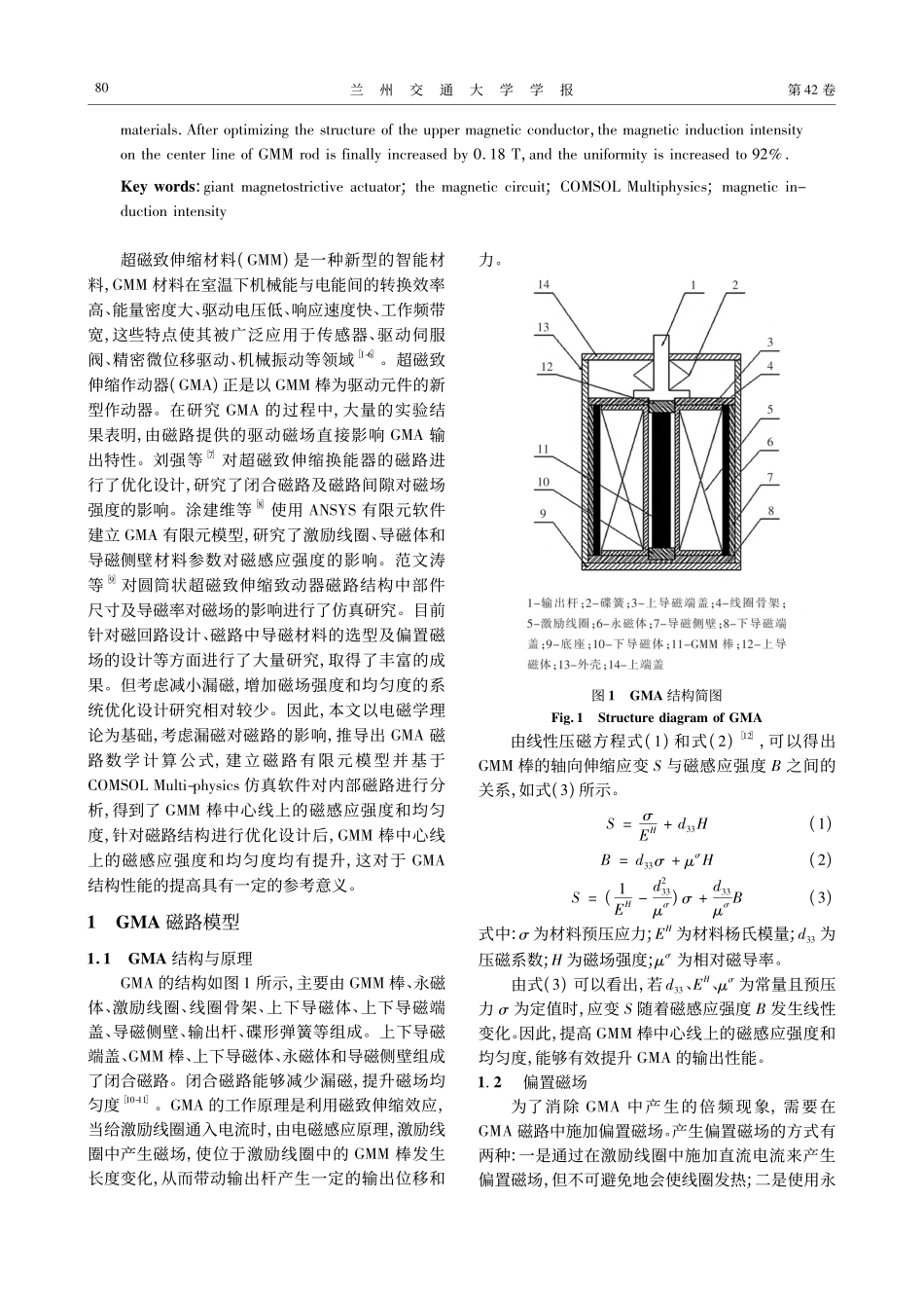 基于COMSOL的超磁致伸缩作动器磁路仿真及优化_刘洋.pdf_第2页