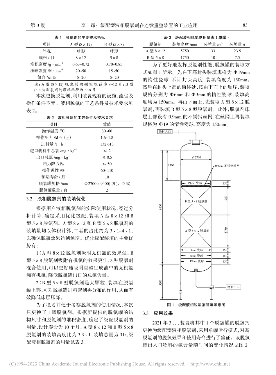 级配型液相脱氯剂在连续重整装置的工业应用_李昂.pdf_第3页