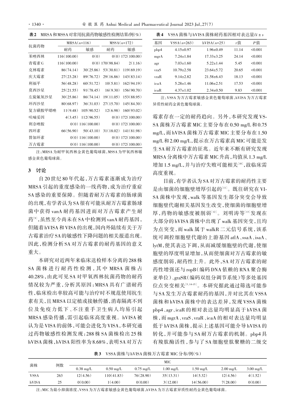 金黄色葡萄球菌对万古霉素的耐药性及耐药基因检测分析_李伦.pdf_第3页