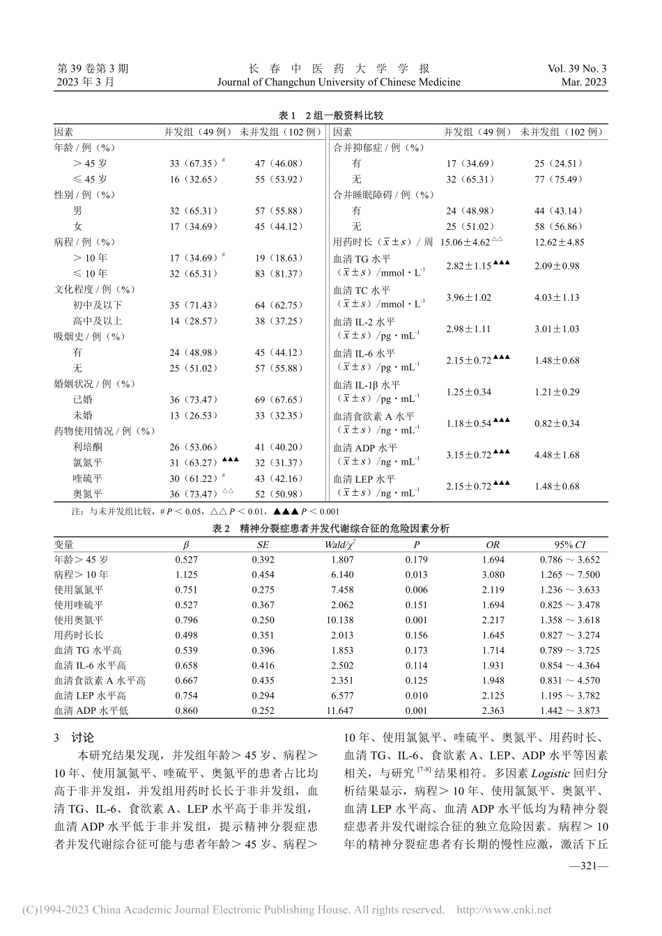精神分裂症患者代谢综合征发生率及其影响因素探讨_孙继北.pdf_第3页