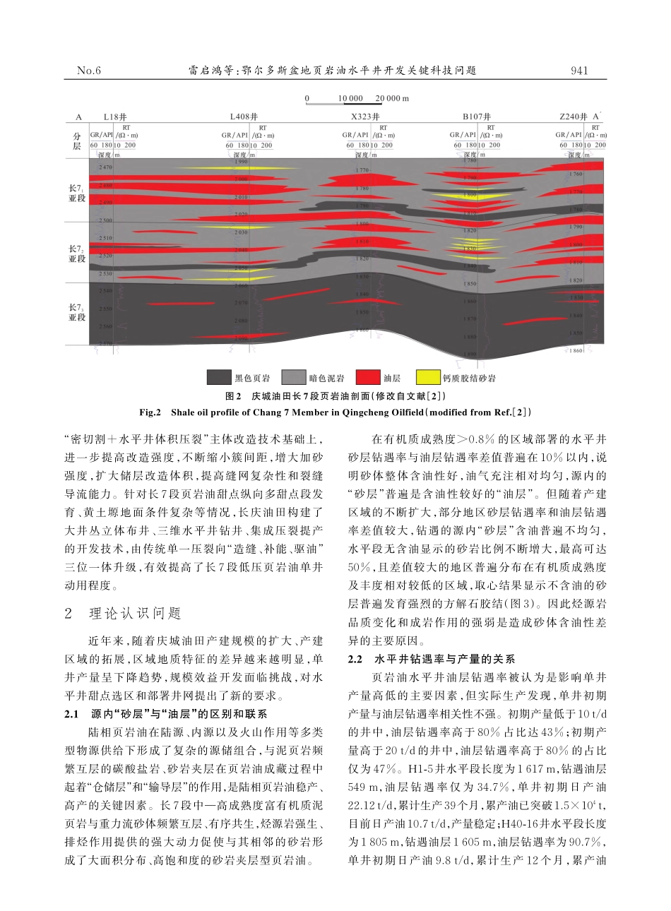 鄂尔多斯盆地页岩油水平井开发关键科技问题_雷启鸿.pdf_第3页