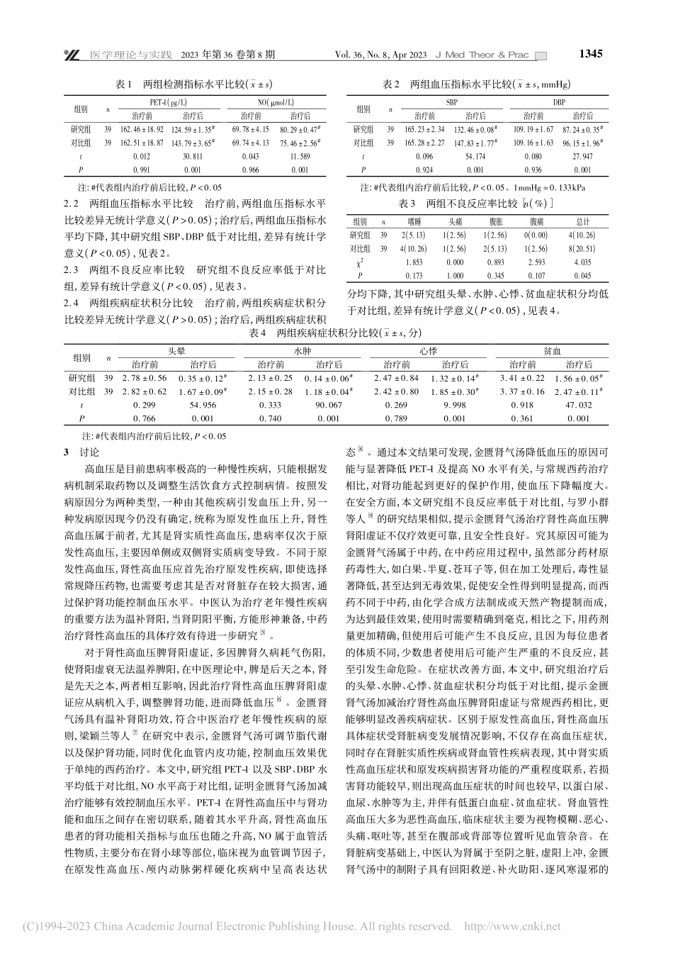 金匮肾气汤加减治疗肾性高血...1及NO表达指标的改善效果_范作丽.pdf_第2页