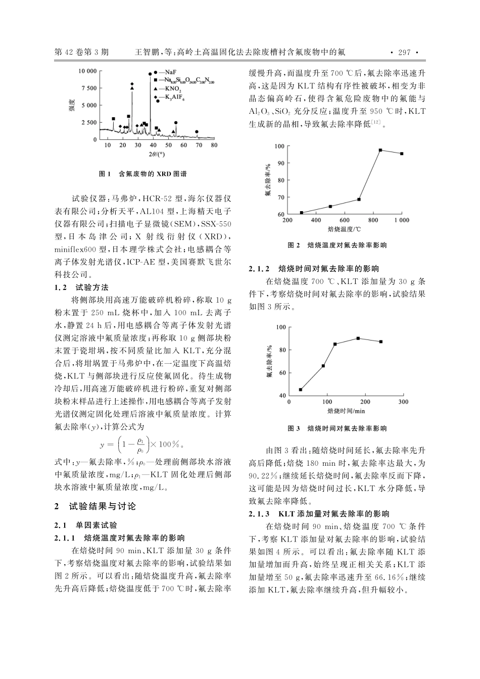 高岭土高温固化法去除废槽衬含氟废物中的氟_王智鹏.pdf_第2页
