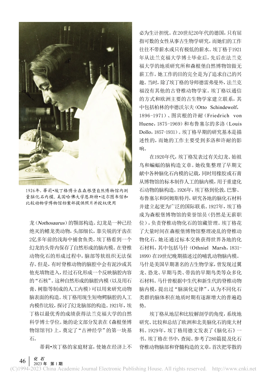 记“古神经学”创始人、著名...太女科学家蒂莉·埃丁格博士_于小波.pdf_第3页