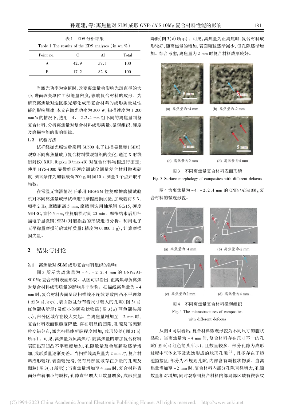离焦量对SLM成形GNPs...10Mg复合材料性能的影响_孙迎建.pdf_第3页