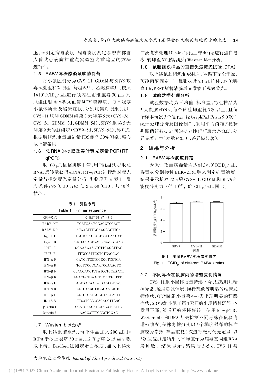 狂犬病病毒感染改变小鼠To...样受体及相关细胞因子的表达_衣惠鑫.pdf_第3页