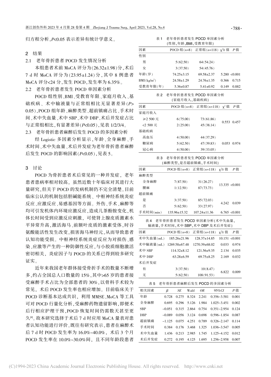 老年骨折患者麻醉后认知功能...碍发生现状及其影响因素分析_朱莎娜.pdf_第2页