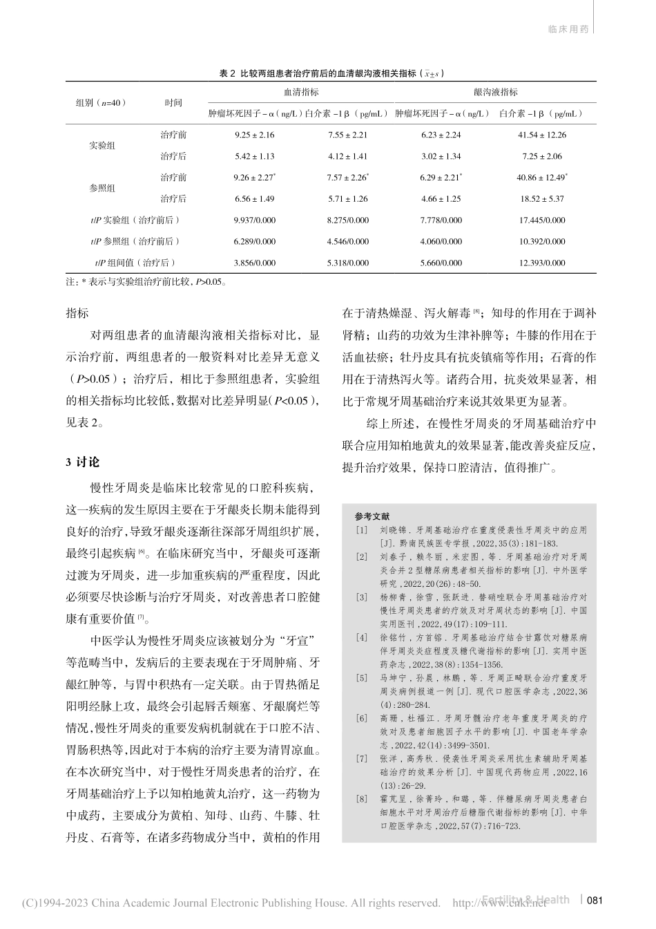 慢性牙周炎患者予以知柏地黄...辅助牙周基础治疗的疗效分析_曾威.pdf_第3页