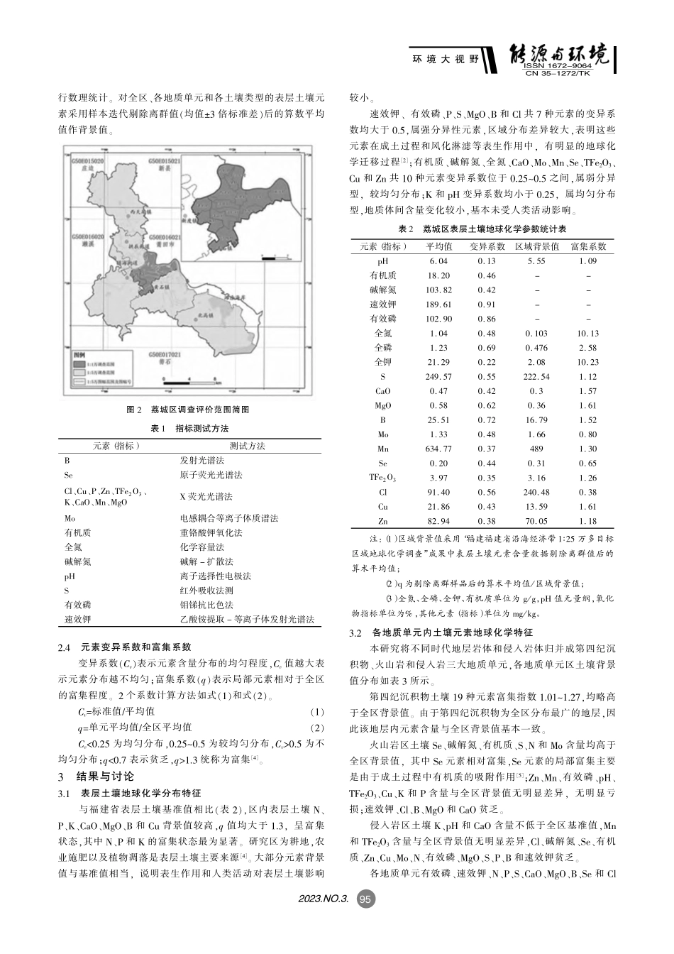 福建省莆田市荔城区表层土壤地球化学元素分布特征_王文君.pdf_第2页