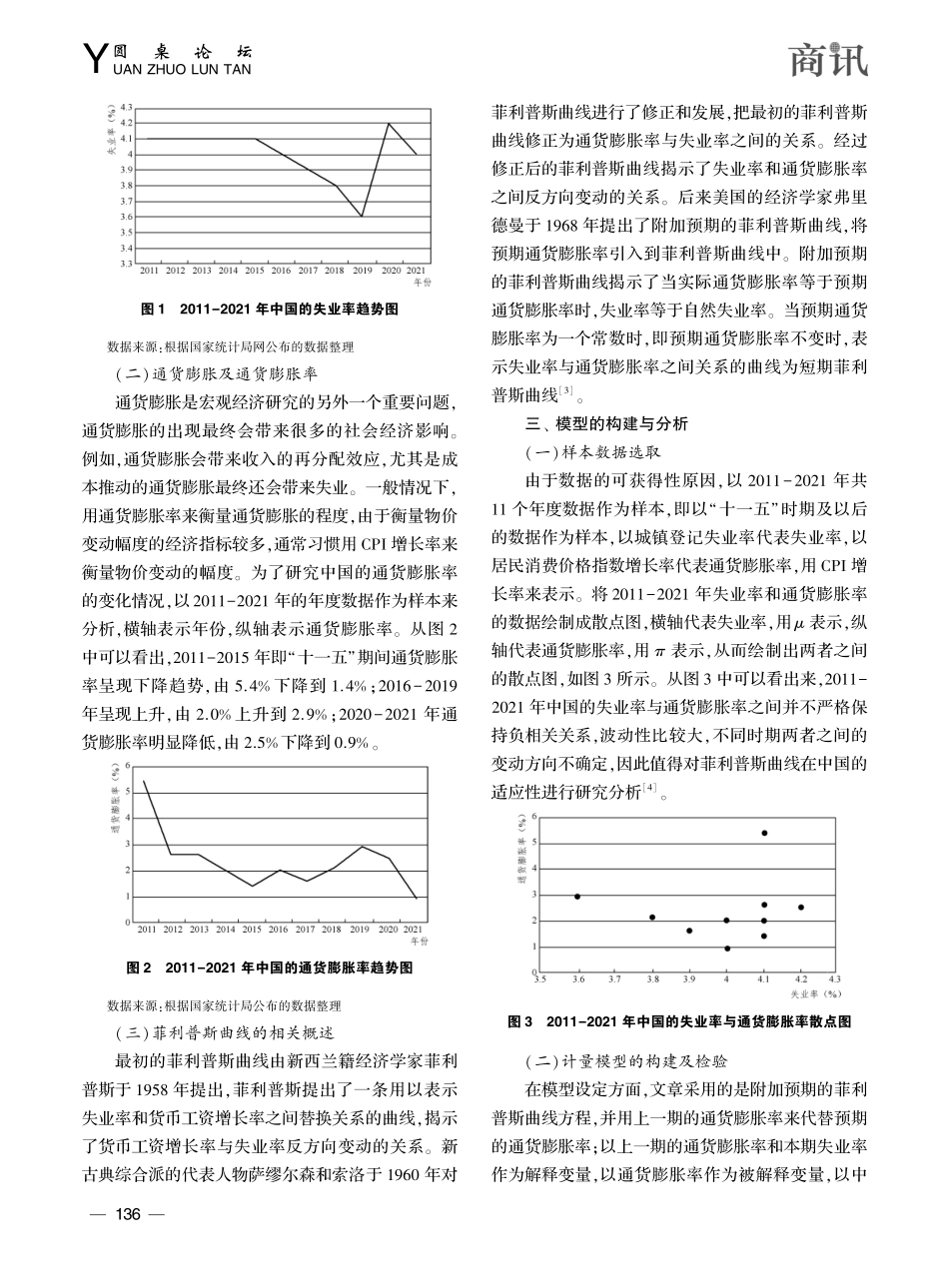 基于菲利普斯曲线探究中国失业率与通货膨胀率之间的关系_李小文.pdf_第2页