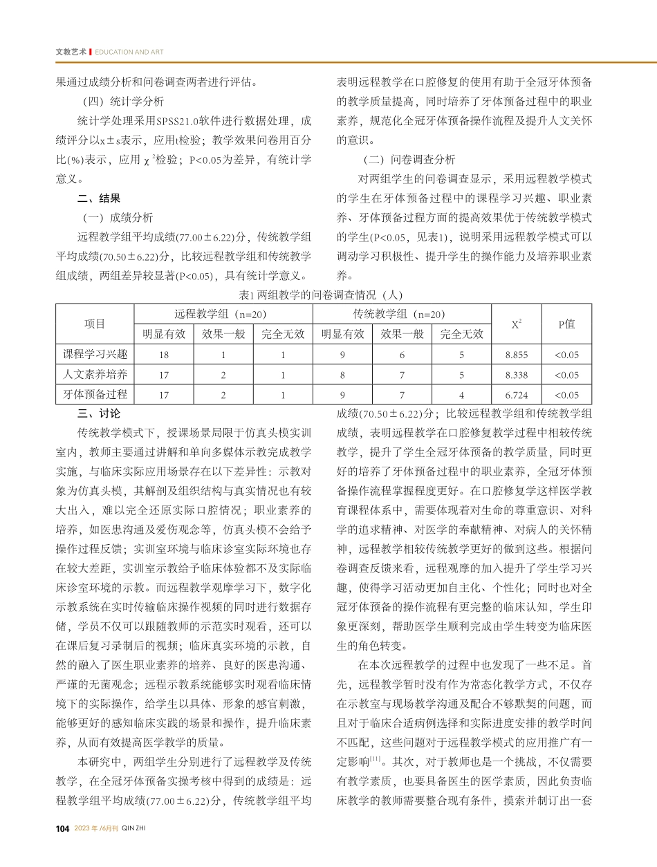 基于数字化系统的远程教学模式在口腔修复教学的应用_刘子嫣.pdf_第2页