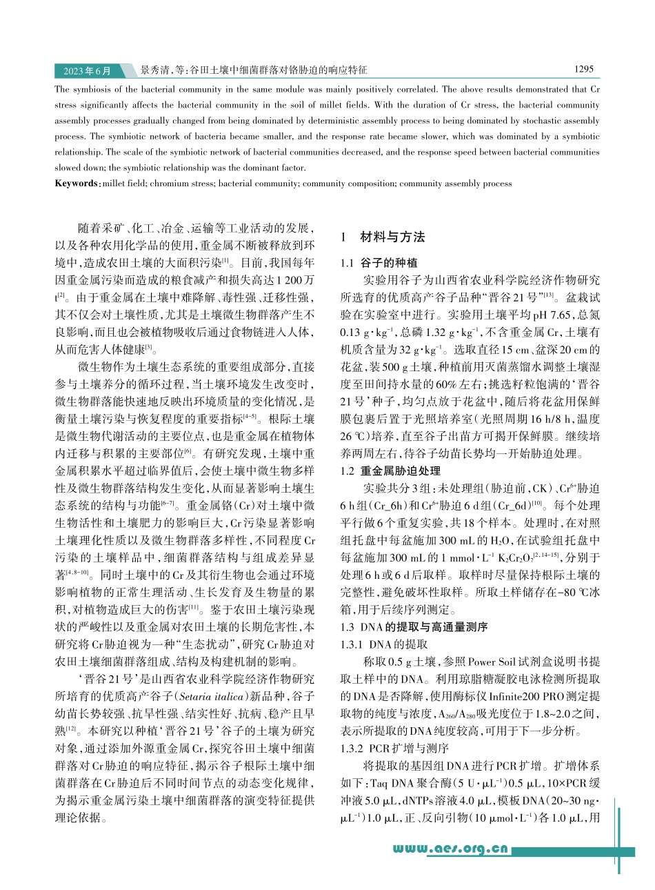 谷田土壤中细菌群落对铬胁迫的响应特征_景秀清.pdf_第2页