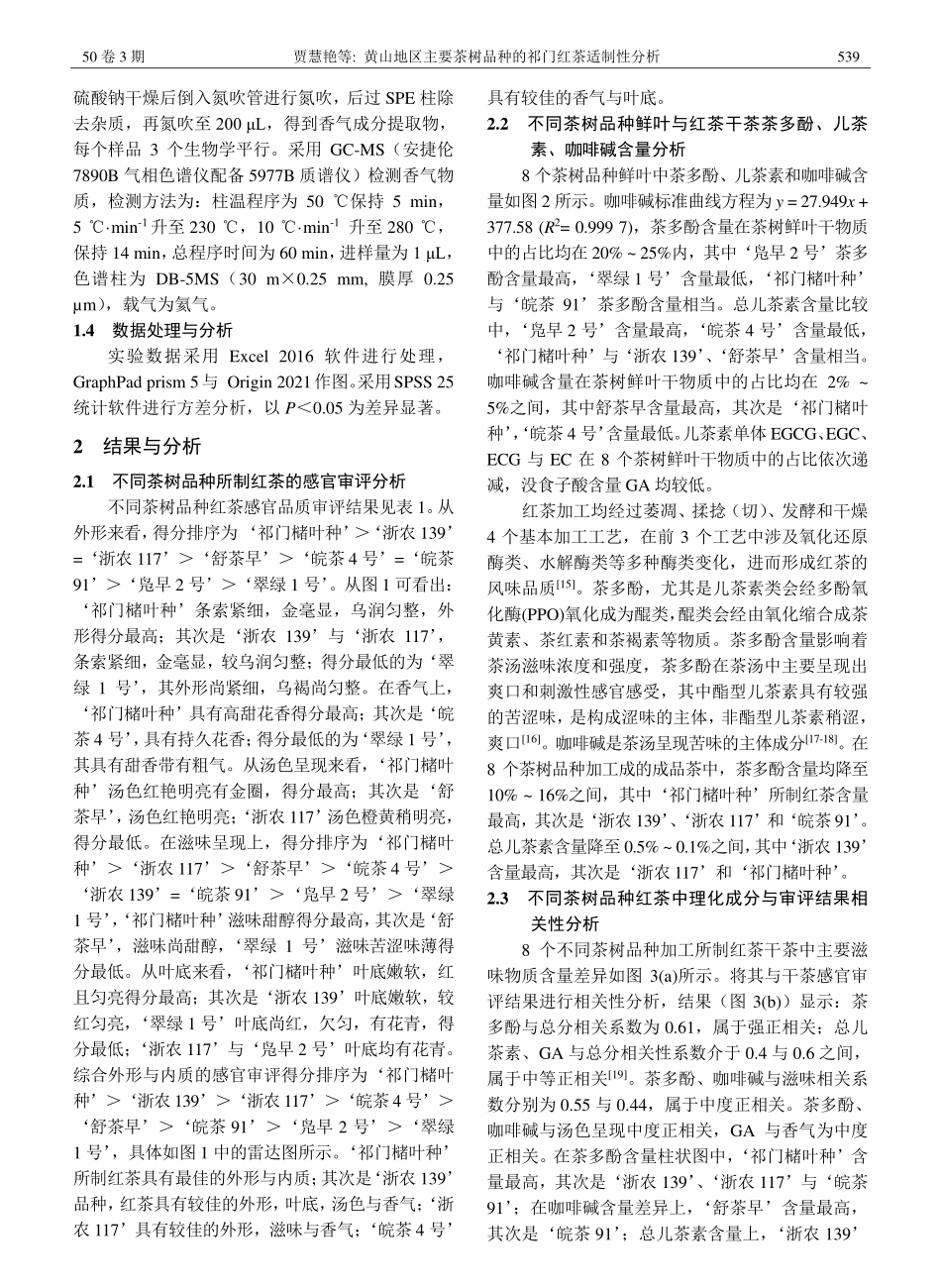 黄山地区主要茶树品种的祁门红茶适制性分析_贾慧艳.pdf_第3页
